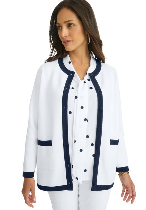 Tipped Boxy Cardigan (Plus Available)