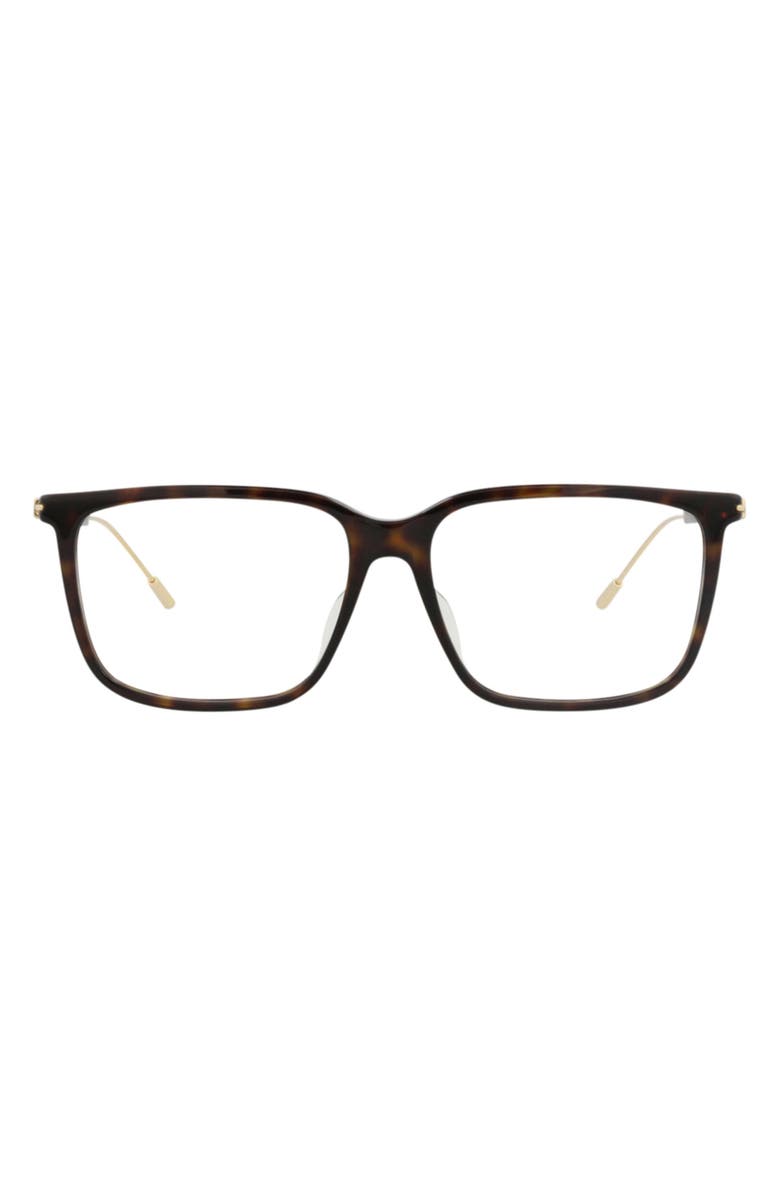 Gucci 56mm Square Optical Glasses, Main, color, Havana Gold Transparent