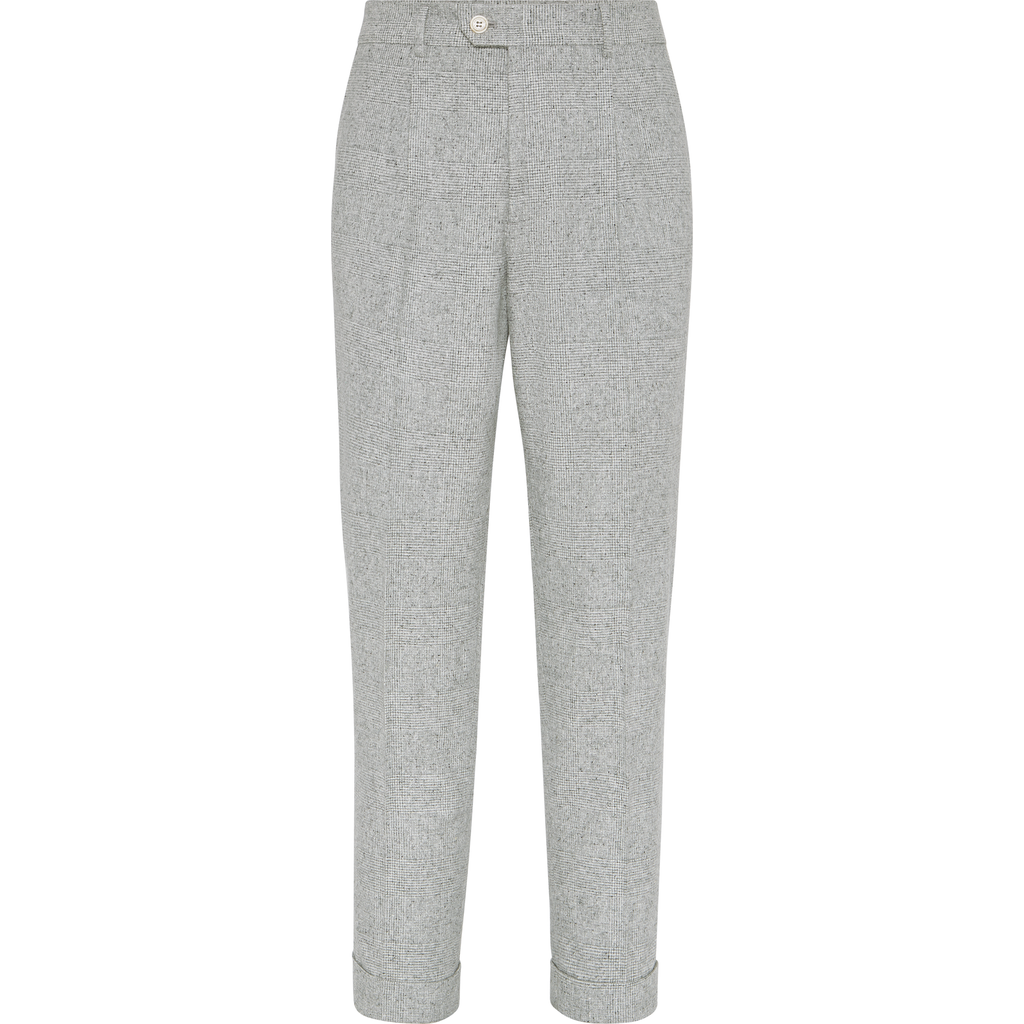 Brunello Cucinelli Pleated Wool-silk Blend Trousers In Gray