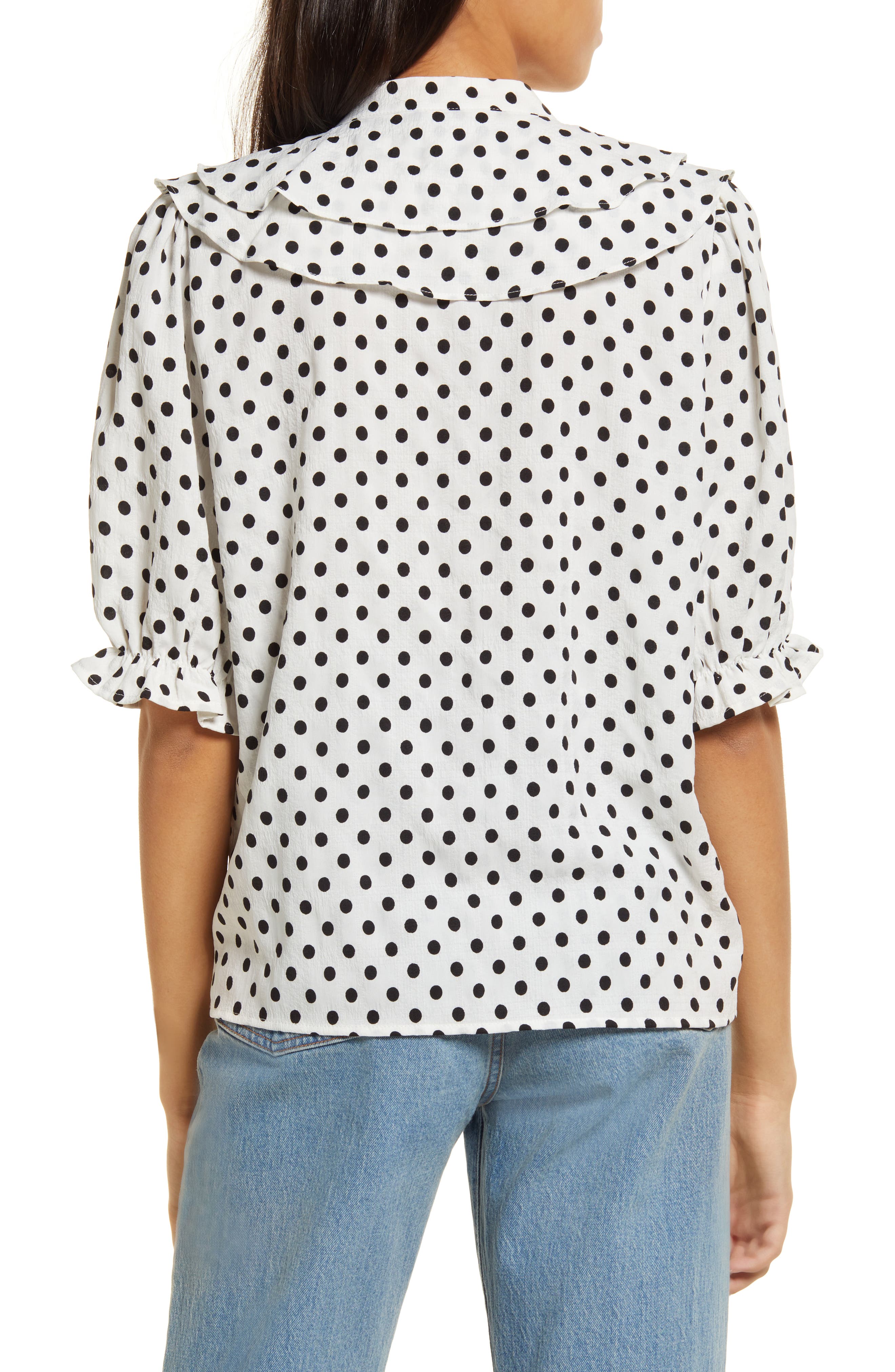AWARE by VERO MODA Cornelia Polka Dot V-Neck Blouse (Women) | Nordstromrack