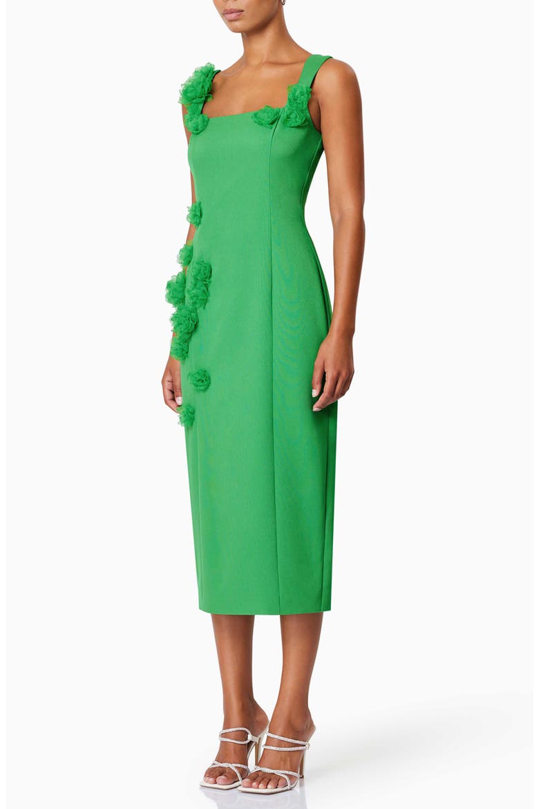 Valeria Floral Appliqué Cocktail Sheath Dress, Alternate, color, GREEN