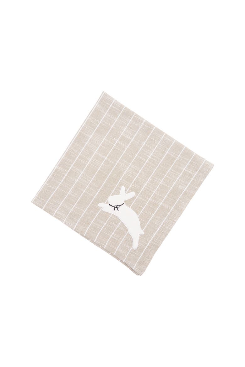 Easter Bunny Hop Beige Stripes 100% Cotton Handwoven Single Cloth Napkin, Main, color, Beige