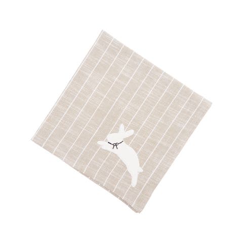 Easter Bunny Hop Beige Stripes 100% Cotton Handwoven Single Cloth Napkin