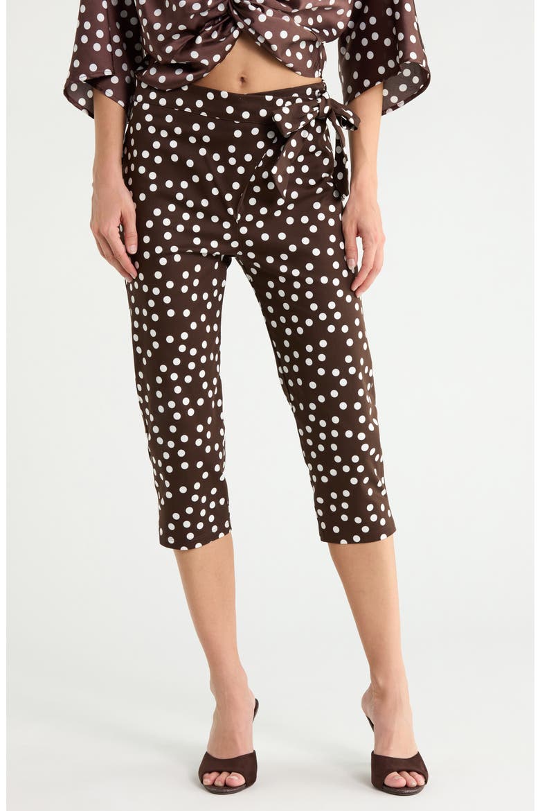 Polka Dot Capri Pants, Main, color, BROWN