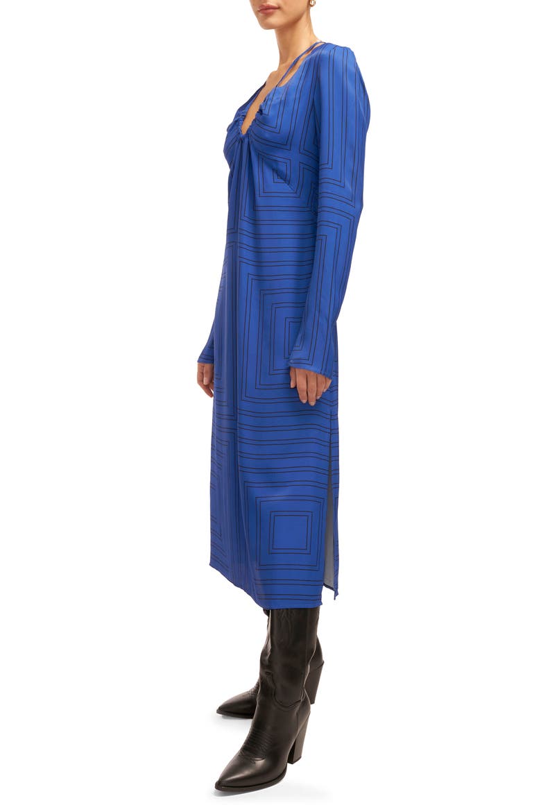 Vera Long Sleeve Midi Dress, Alternate, color, SURREALIST BLUE AND TRUE BLACK