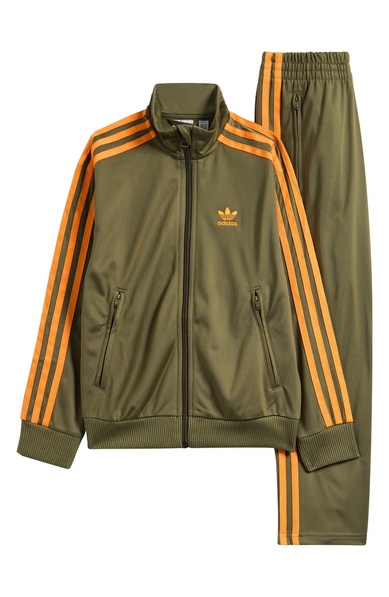adidas Kids' Firebird Recycled Polyester Track Jacket & Pants Set, Main, color, Focus Olive