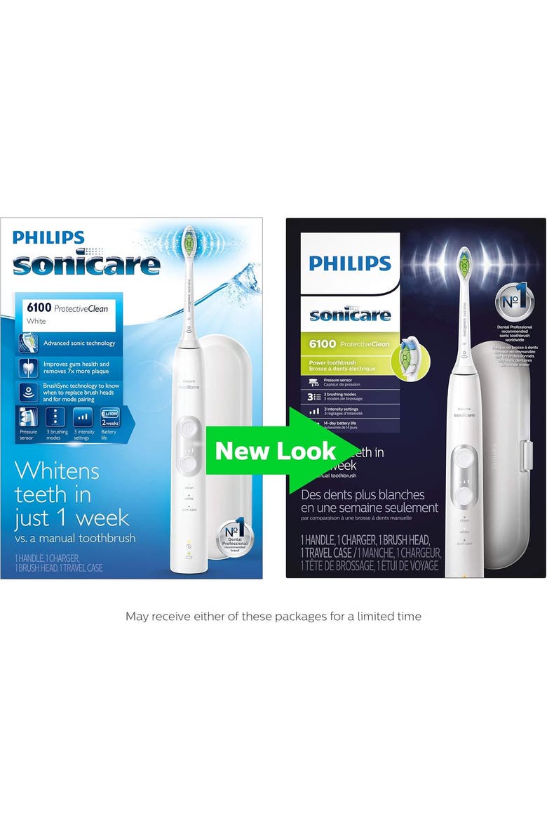 Philips Sonicare ProtectiveClean 6100 Electric Toothbrush White Case, Alternate, color, White