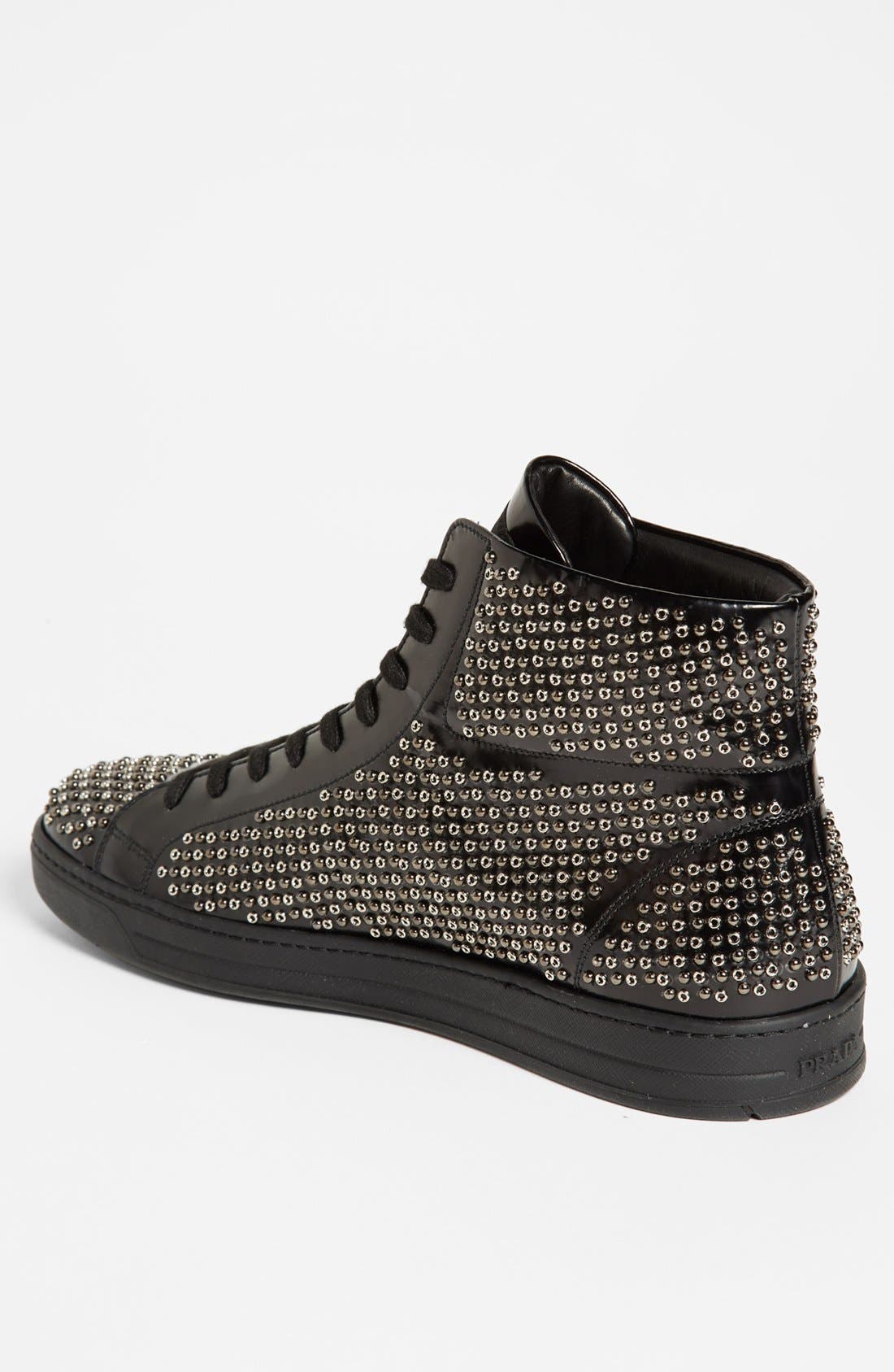 Prada Studded Sneaker, Alternate, color, 