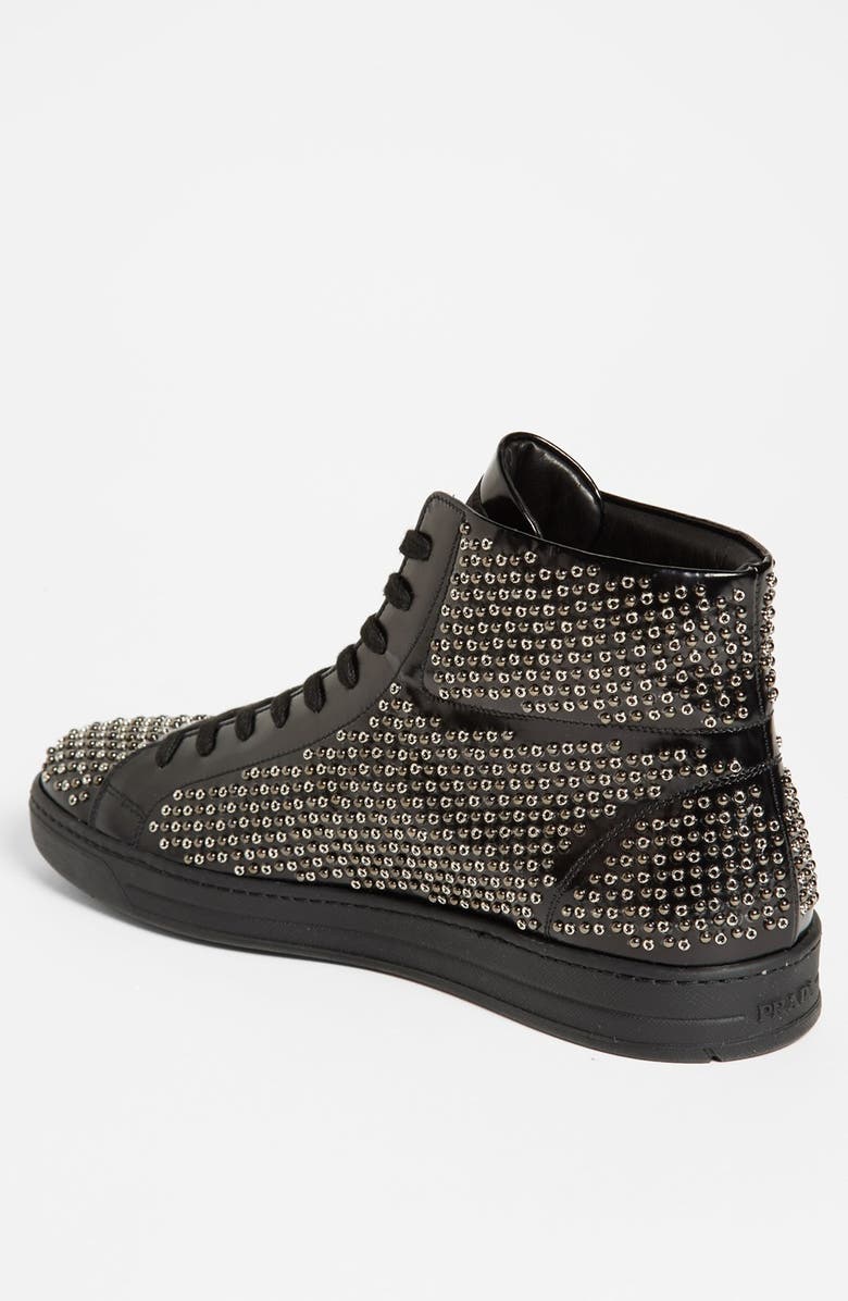 Prada Studded Sneaker, Alternate, color,