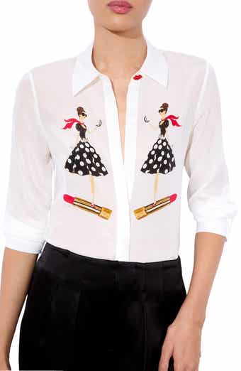 Alice + Olivia Jeannie Butterfly Print Silk Top | Nordstrom Alice + Olivia Jeannie Butterfly Print Silk Top | Nordstrom