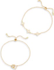 EYE CANDY LOS ANGELES Mara 2-Pack Cubic Zirconia Clover Bolo Bracelets