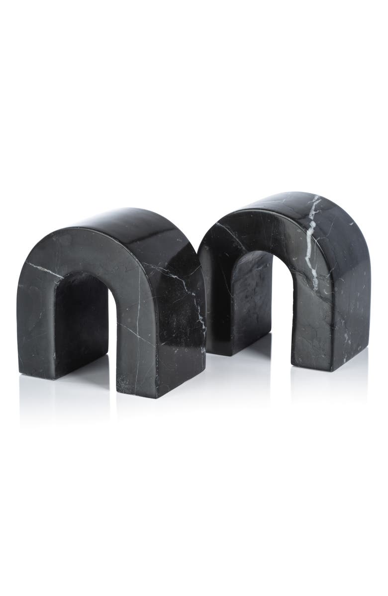 Zodax Martil Set of 2 Marble Bookends, Alternate, color, Black