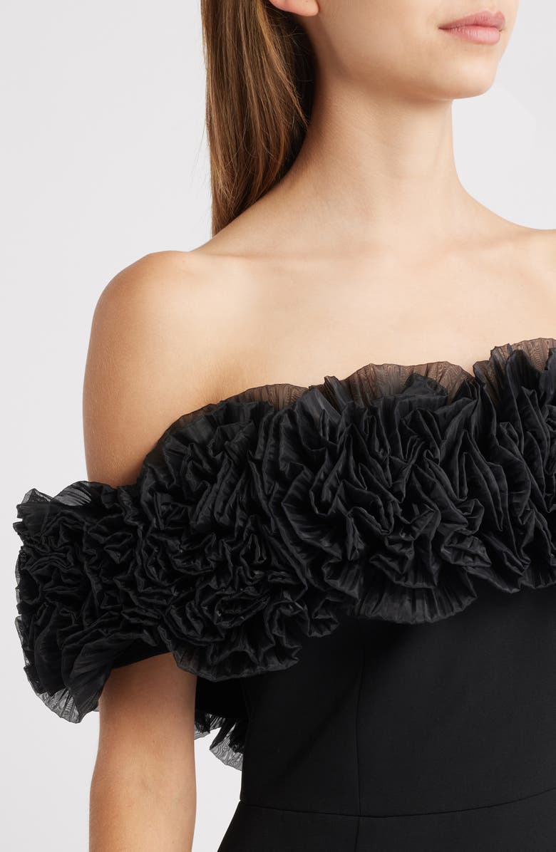 Sonya Moda Florence Off the Shoulder Sheath Gown, Alternate, color, Black