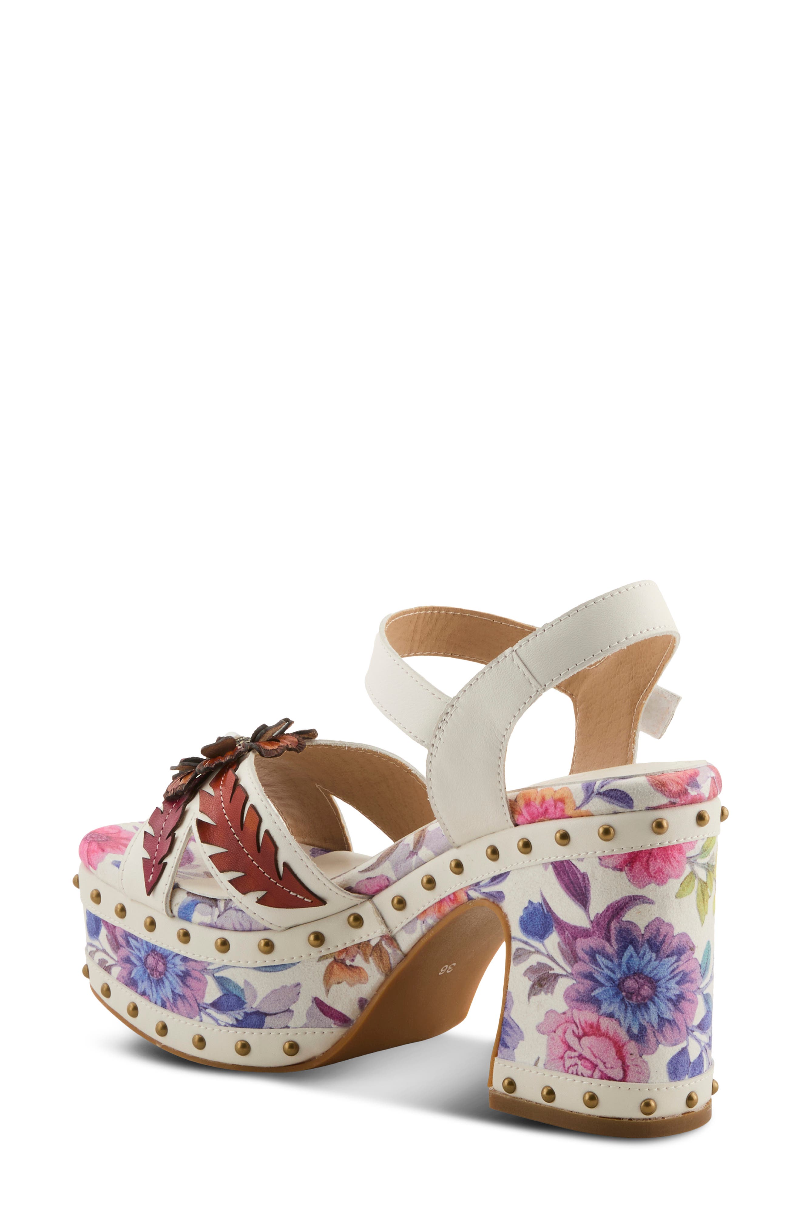 L'Artiste by Spring Step Deckedout Ankle Strap Platform Sandal, Alternate, color, White Multi