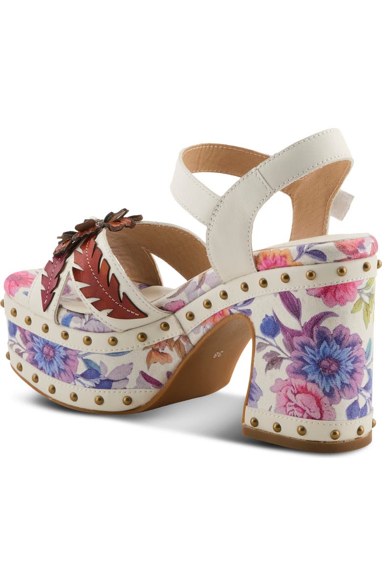 L'Artiste by Spring Step Deckedout Ankle Strap Platform Sandal, Alternate, color, White Multi