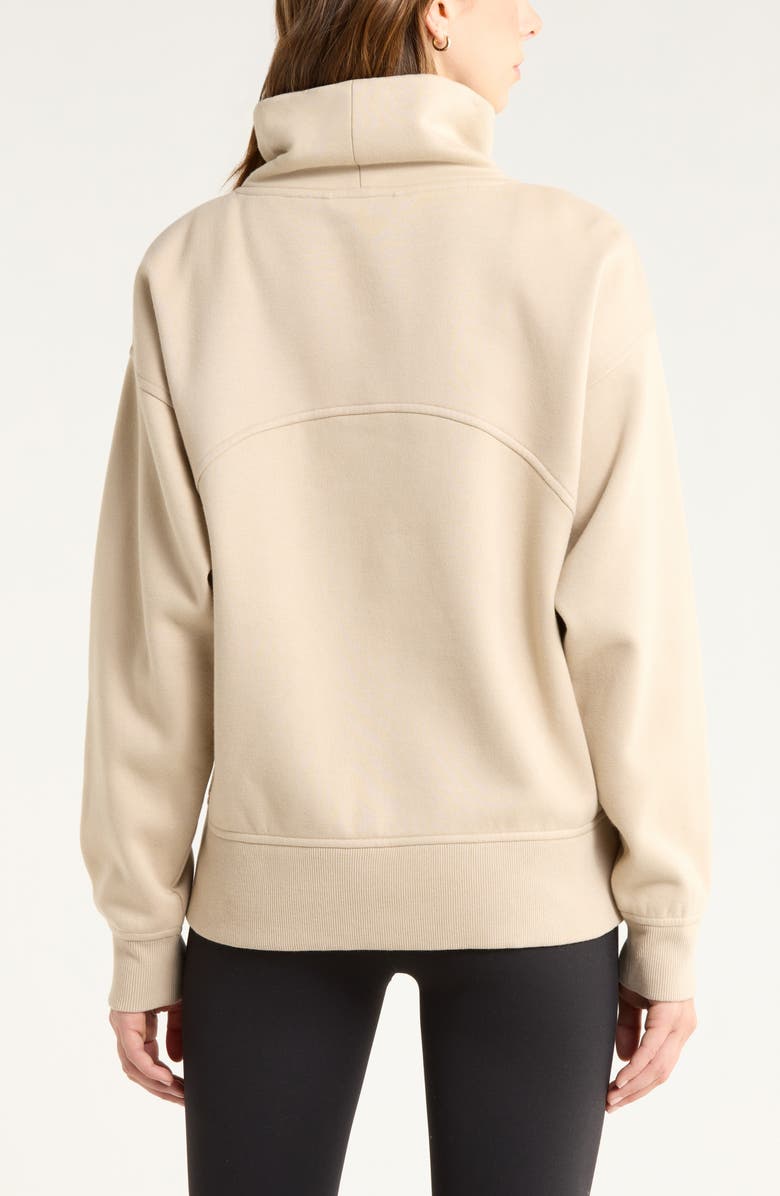 Zella Ultracozy Fleece Funnel Neck Top, Alternate, color, Tan Oxford