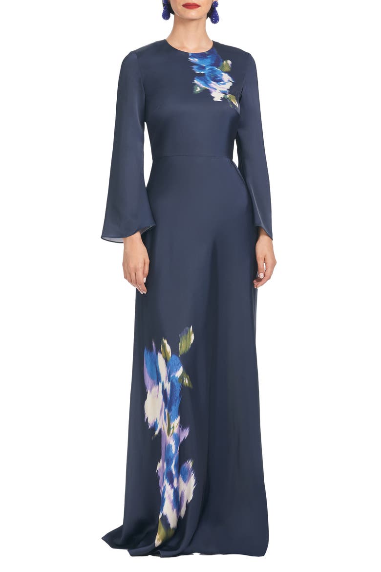 Alex Satin Crepe Gown, Main, color, MIDNIGHT CORSAGE