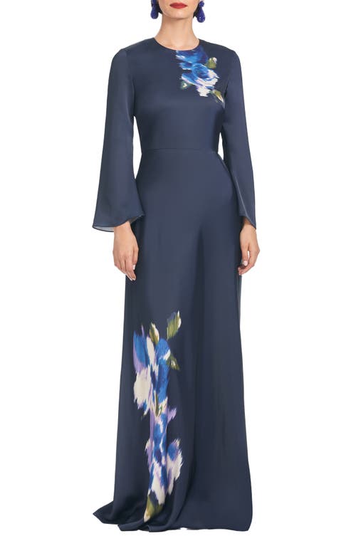 Sachin & Babi Alex Satin Crepe Gown in Midnight Corsage  product