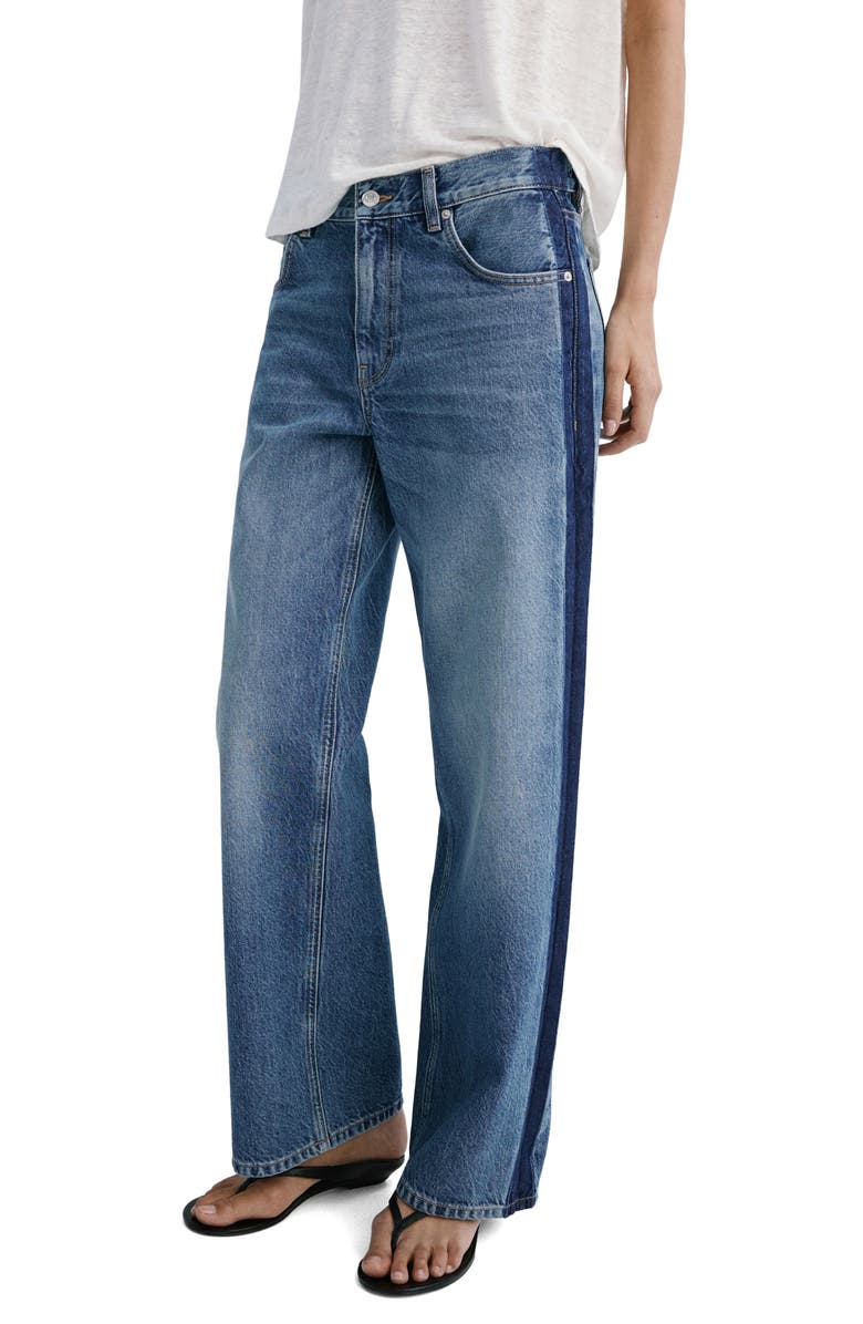 MANGO Side Stripe Low Rise Relaxed Straight Leg Jeans, Alternate, color,