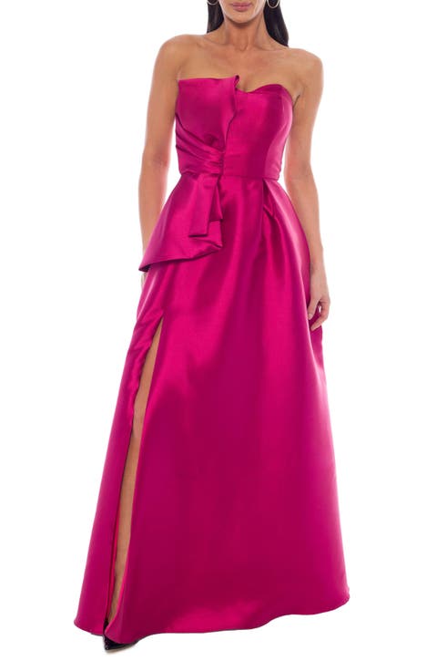 Mikado Strapless Ball Gown with Bow