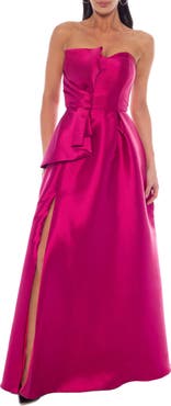 Oleg Cassini Mikado Strapless Ball Gown with Bow
