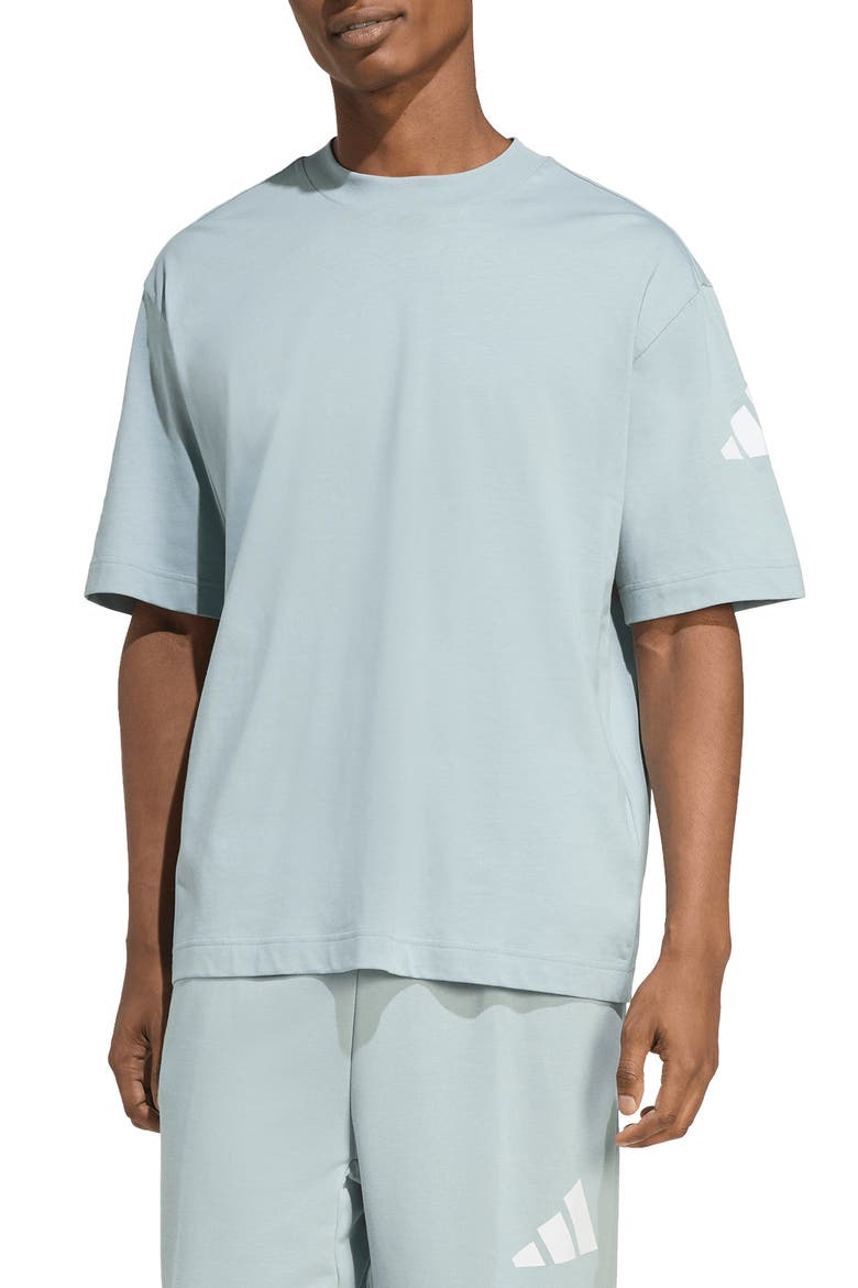 Essentials Loose Fit 3-Bar Logo T-Shirt, Main, color, WONDER SAGE/ WHITE