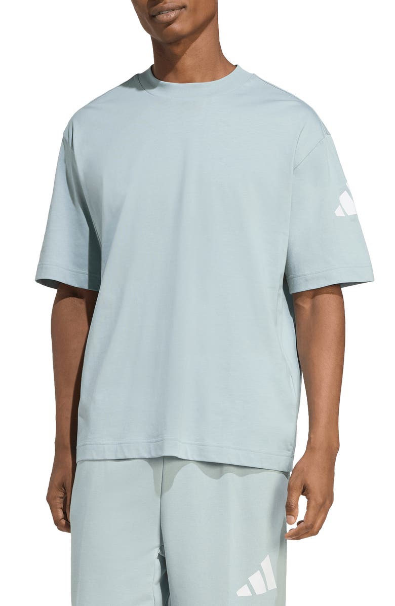 adidas Essentials Loose Fit 3-Bar Logo T-Shirt, Main, color, Wonder Sage/ White