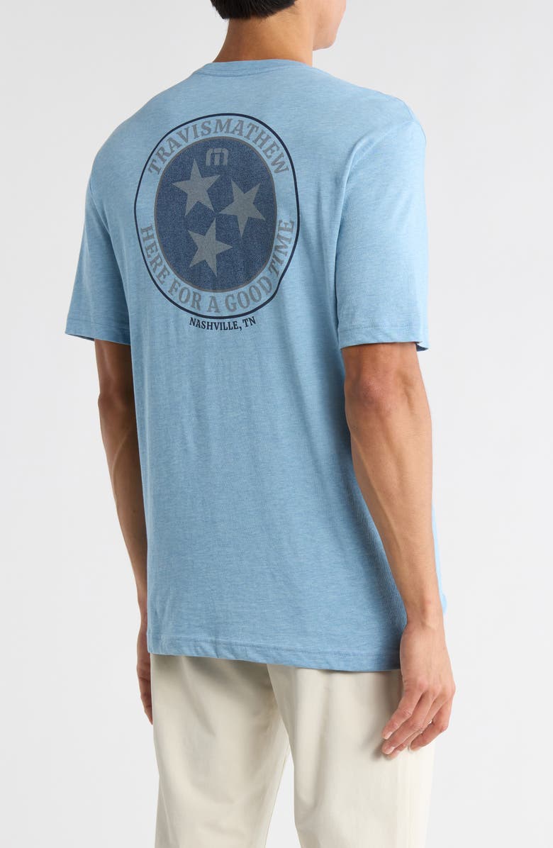 TravisMathew BBQ Master Graphic T-Shirt, Alternate, color, Heather Allure/ Blue