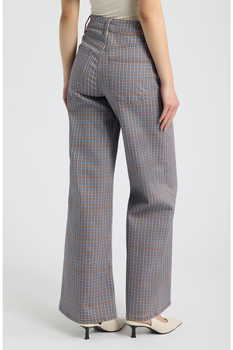 Le Slim Palazzo High Waist Wide Leg Jeans, Alternate, color, CHESTNUT HOUNDSTOOTH