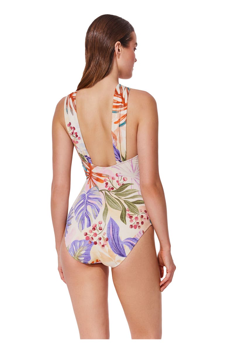 Cherry Blossom High Neck Twist One Piece, Alternate, color, Blossom-Multi
