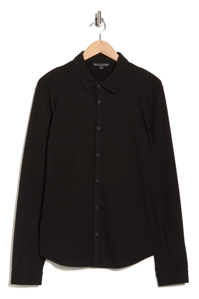 Clark Organic Cotton Jersey Button-Up Shirt, Alternate, color, BLACK