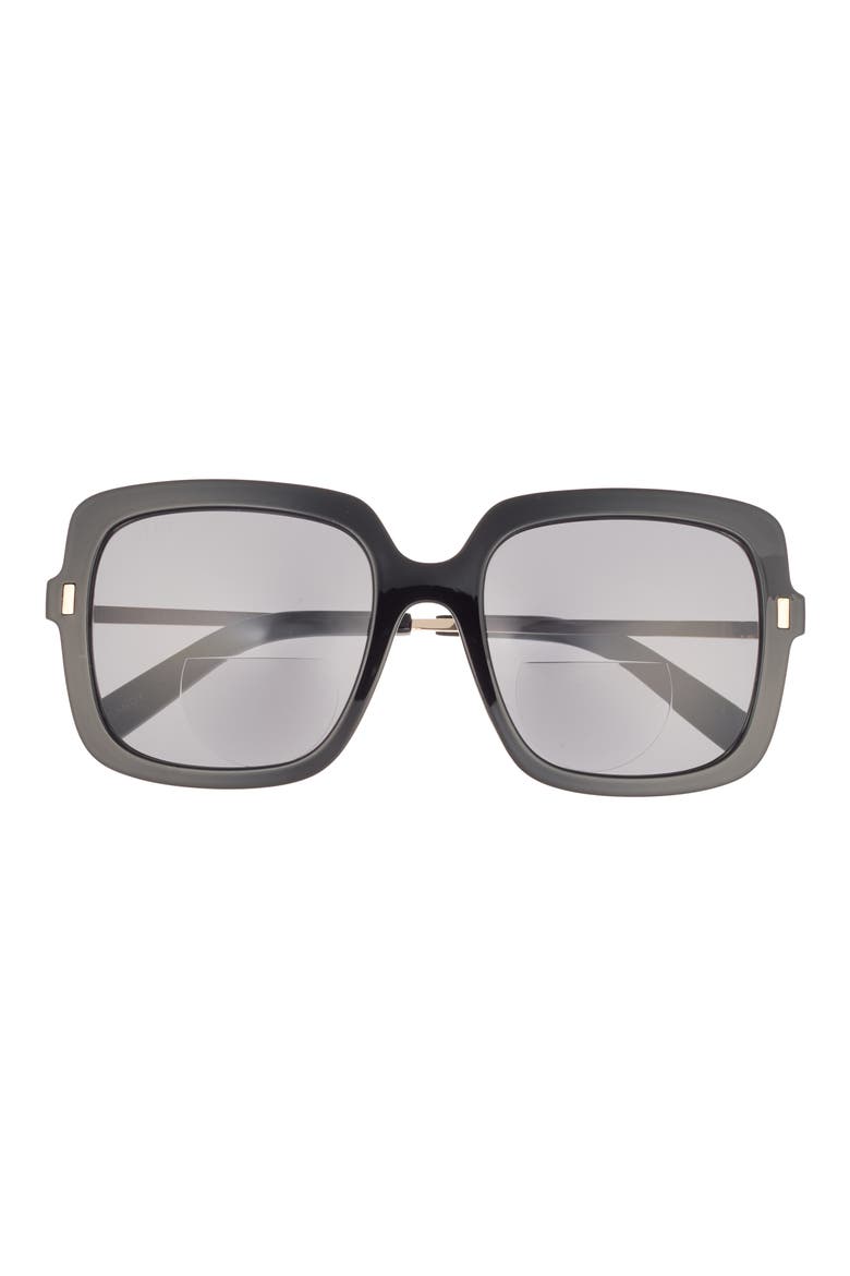 Sandy 54mm Square Bifocal Reading Sunglasses Glasses, Main, color, BLACK