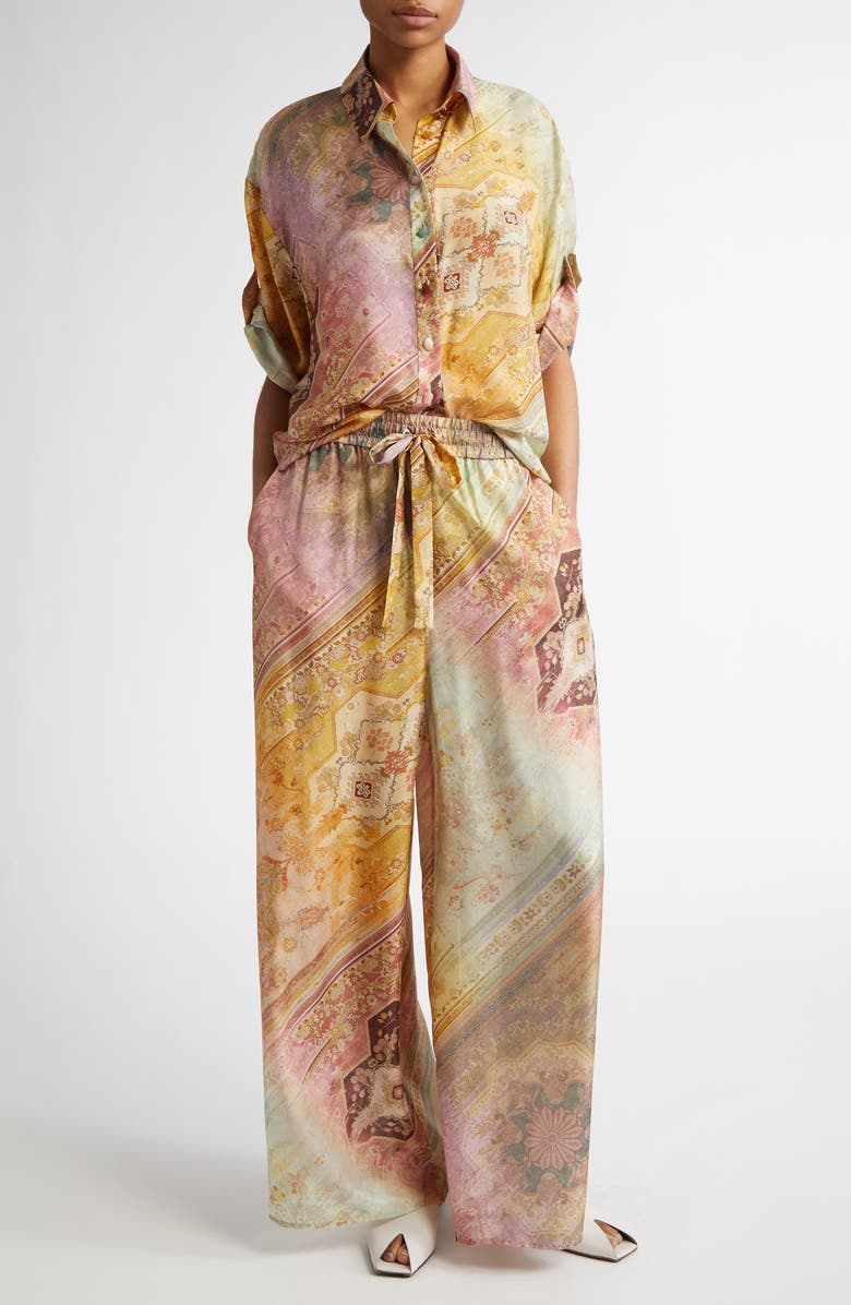 Zimmermann Tallow Relaxed Silk Button-Up Shirt, Alternate, color,