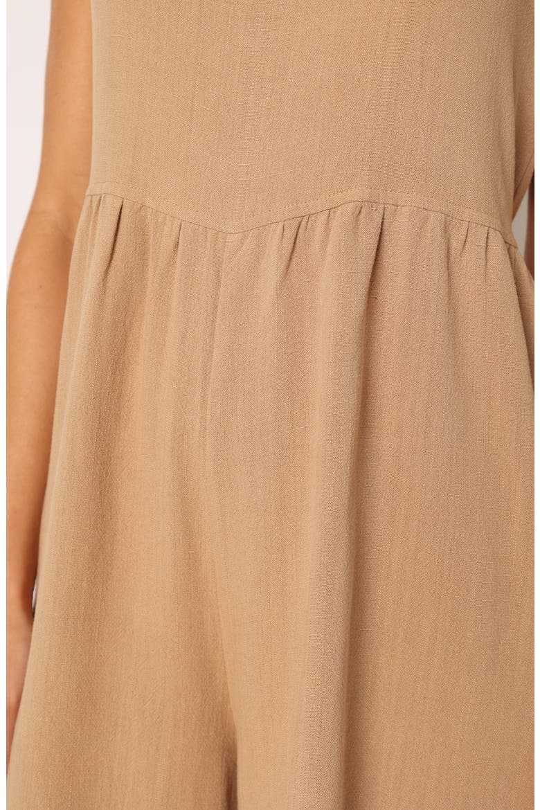 Ayla Tie Shoulder Wide Leg Linen Jumpsuit, Alternate, color, MOCHA