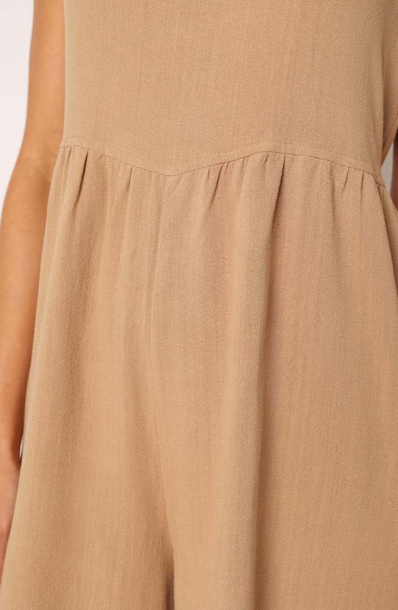 Petal & Pup Ayla Tie Shoulder Wide Leg Linen Jumpsuit, Alternate, color, Mocha