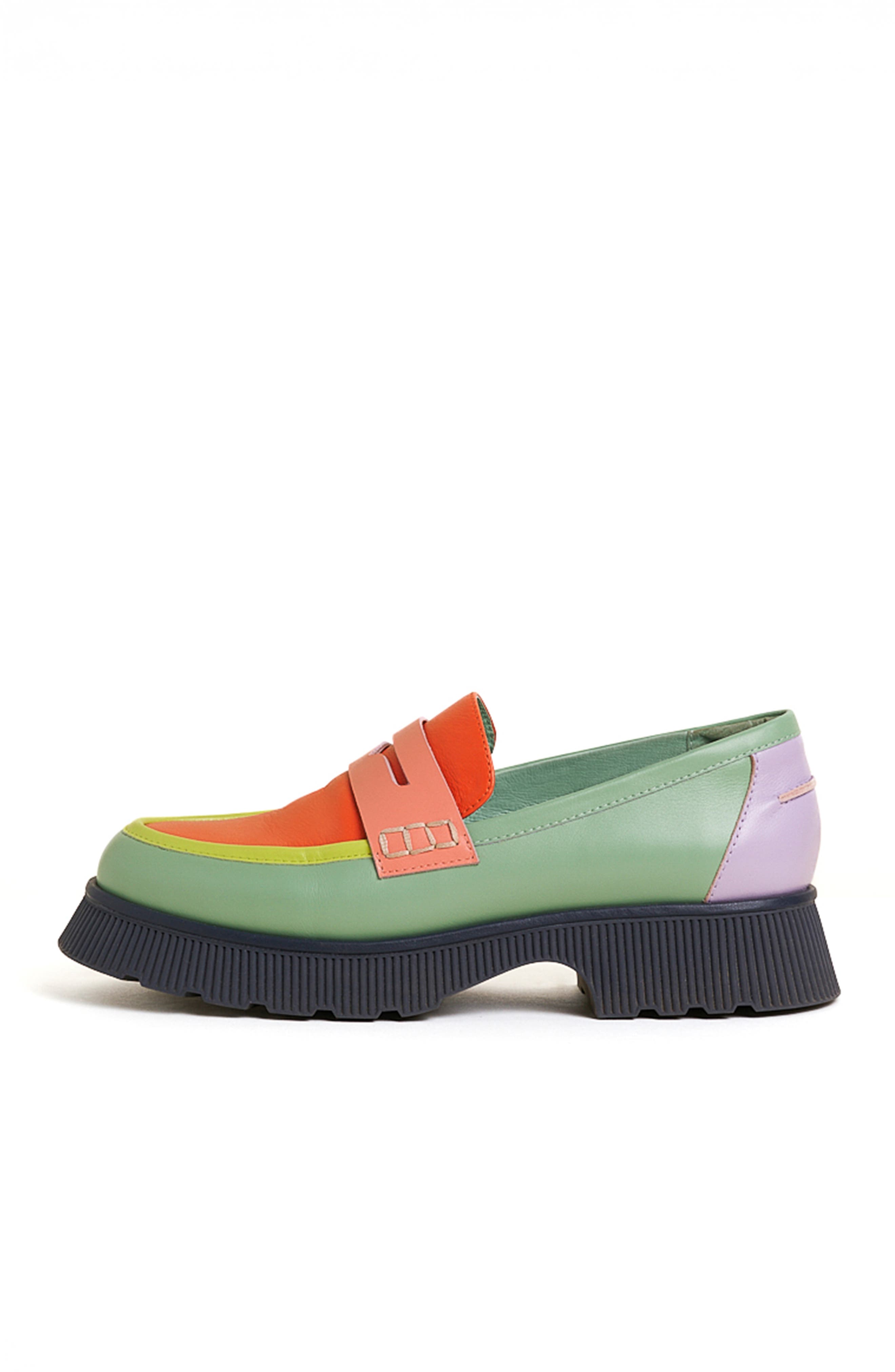 Charlotte Stone Adam Mismatched Lug Sole Penny Loafer, Alternate, color, Solimar