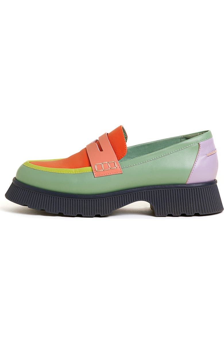 Charlotte Stone Adam Mismatched Lug Sole Penny Loafer, Alternate, color, Solimar