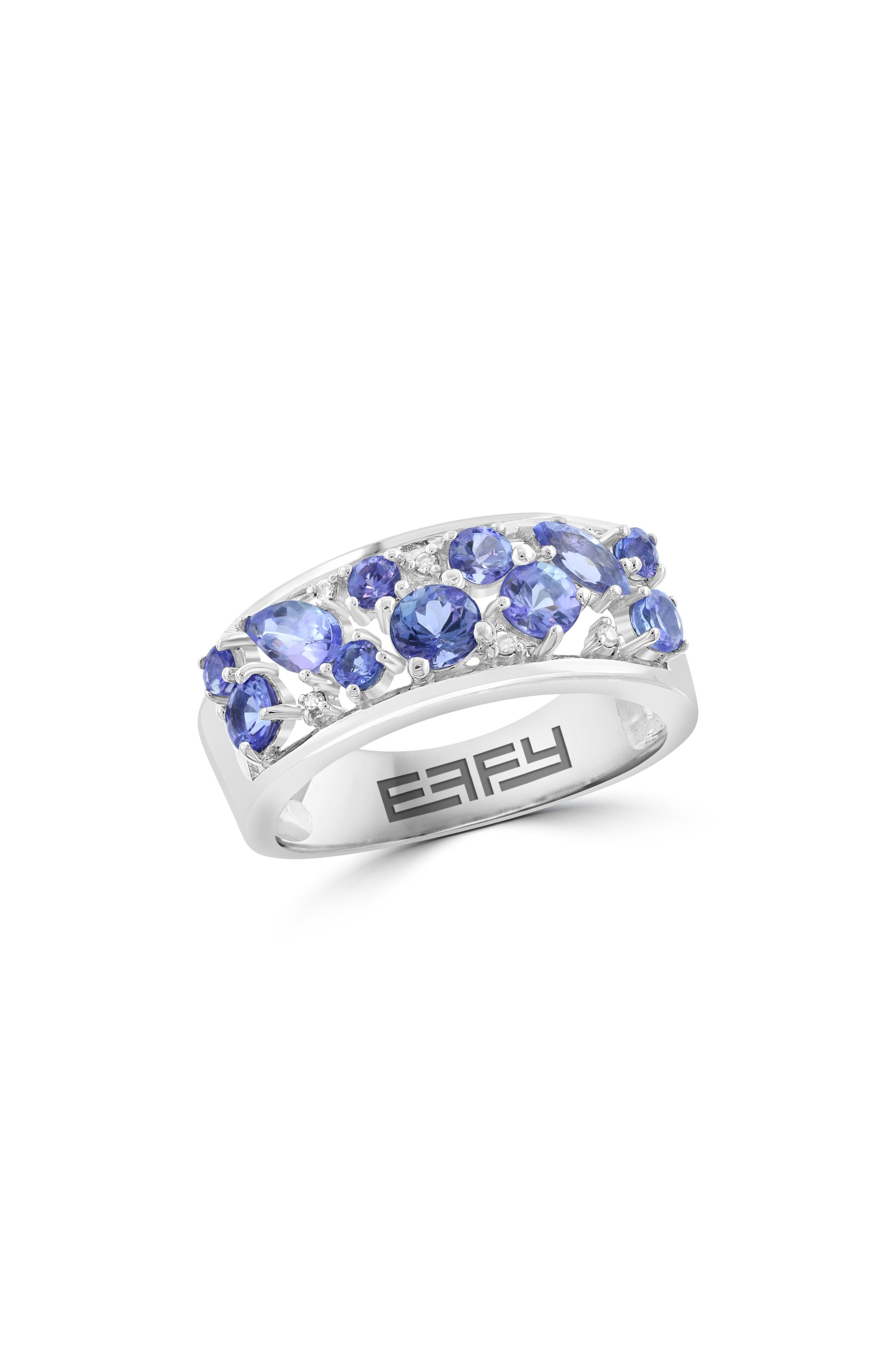 EFFY Sterling Silver Diamond & Tanzanite Ring