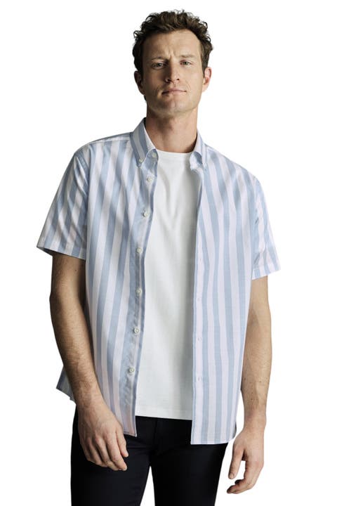 Non-Iron Stretch Poplin Slub Short Sleeve Shirt