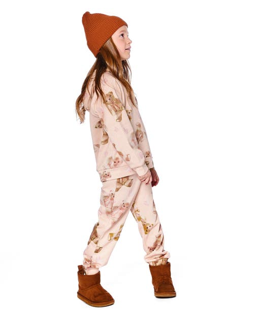Deux Par Deux Glittering French Terry Hoodie Teddy Bear In Brown