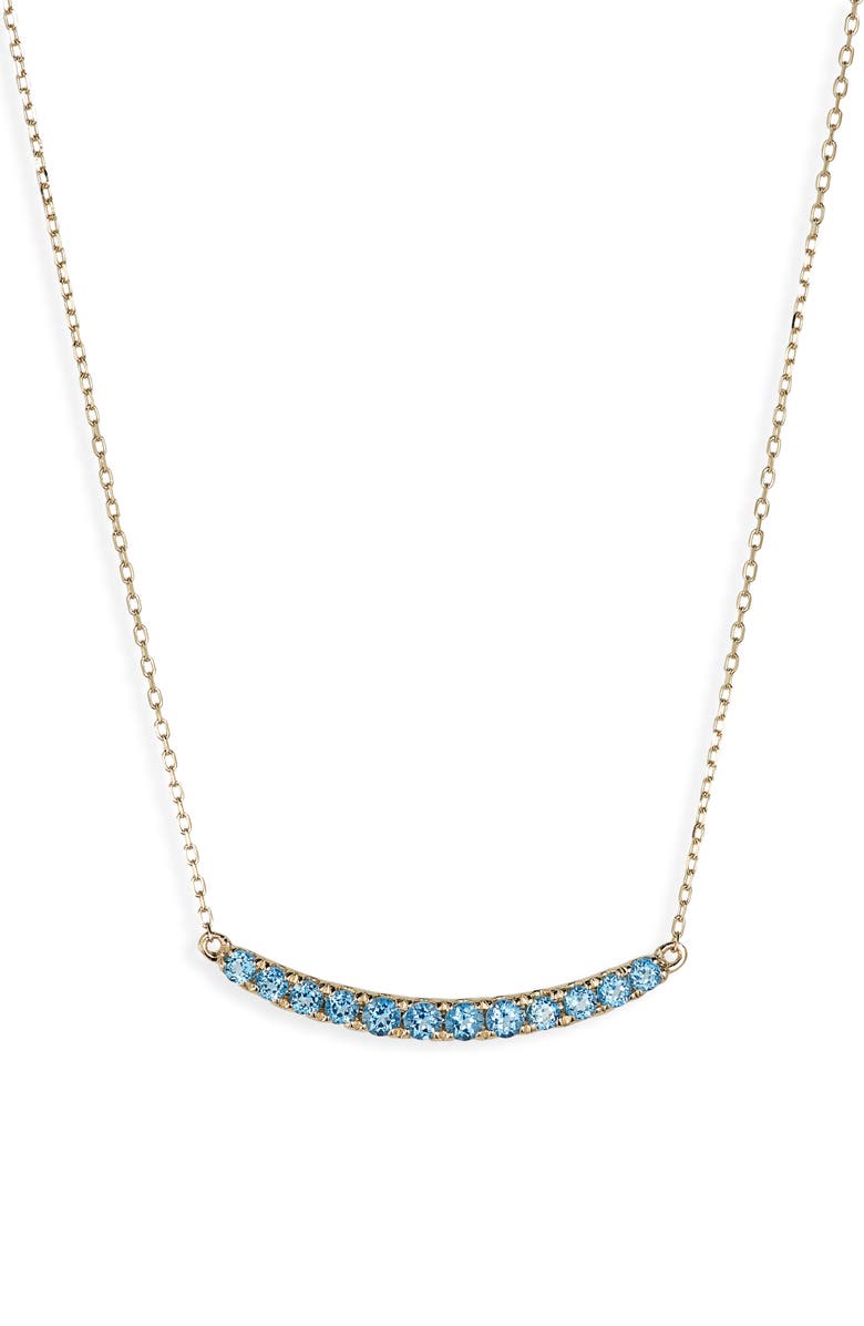 Bony Levy 14K Gold Citrine Curved Bar Pendant Necklace, Main, color, 14K Yellow Gold Blue Topaz