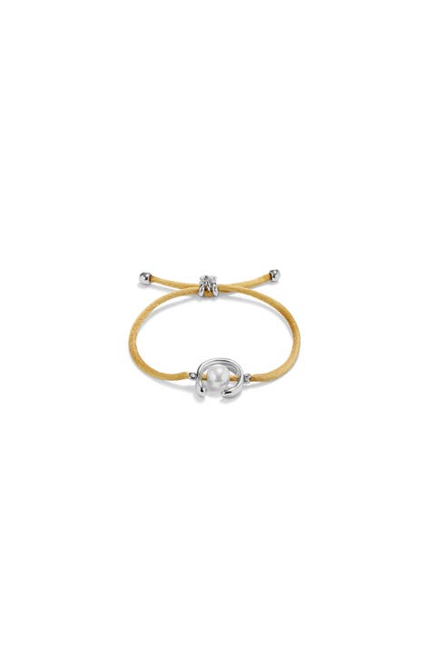 Camel Silk Effect Bracelet with Pearl Shell