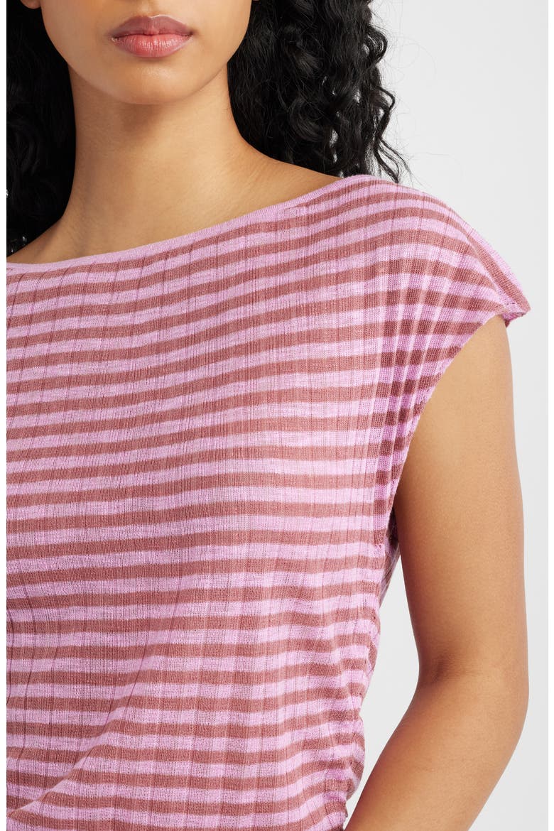 Bailey Striped Ruched Top, Alternate, color, PINK STRIPE