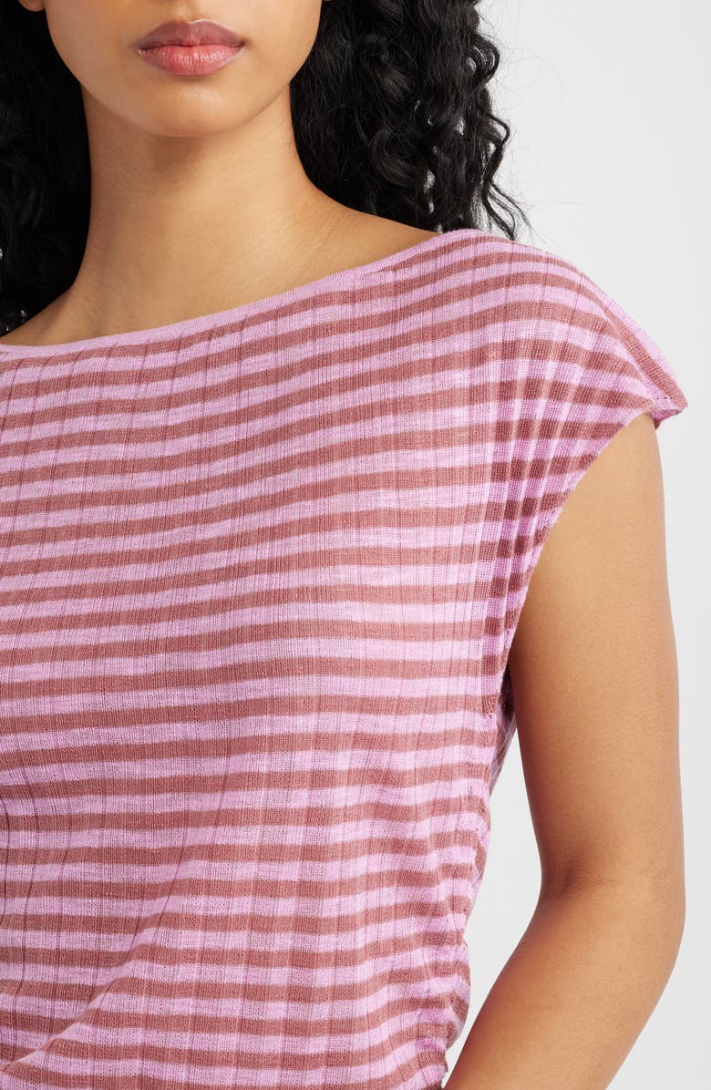 BDG Urban Outfitters Bailey Striped Ruched Top, Alternate, color, Pink Stripe