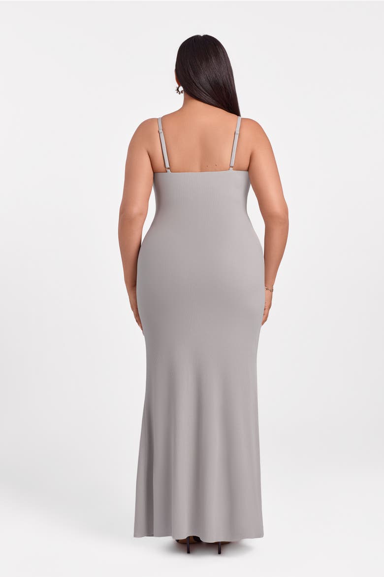 Sculpting Shapewear Rib Scoop Neck Cami Maxi Dress, Alternate, color, Heather Grey Rib