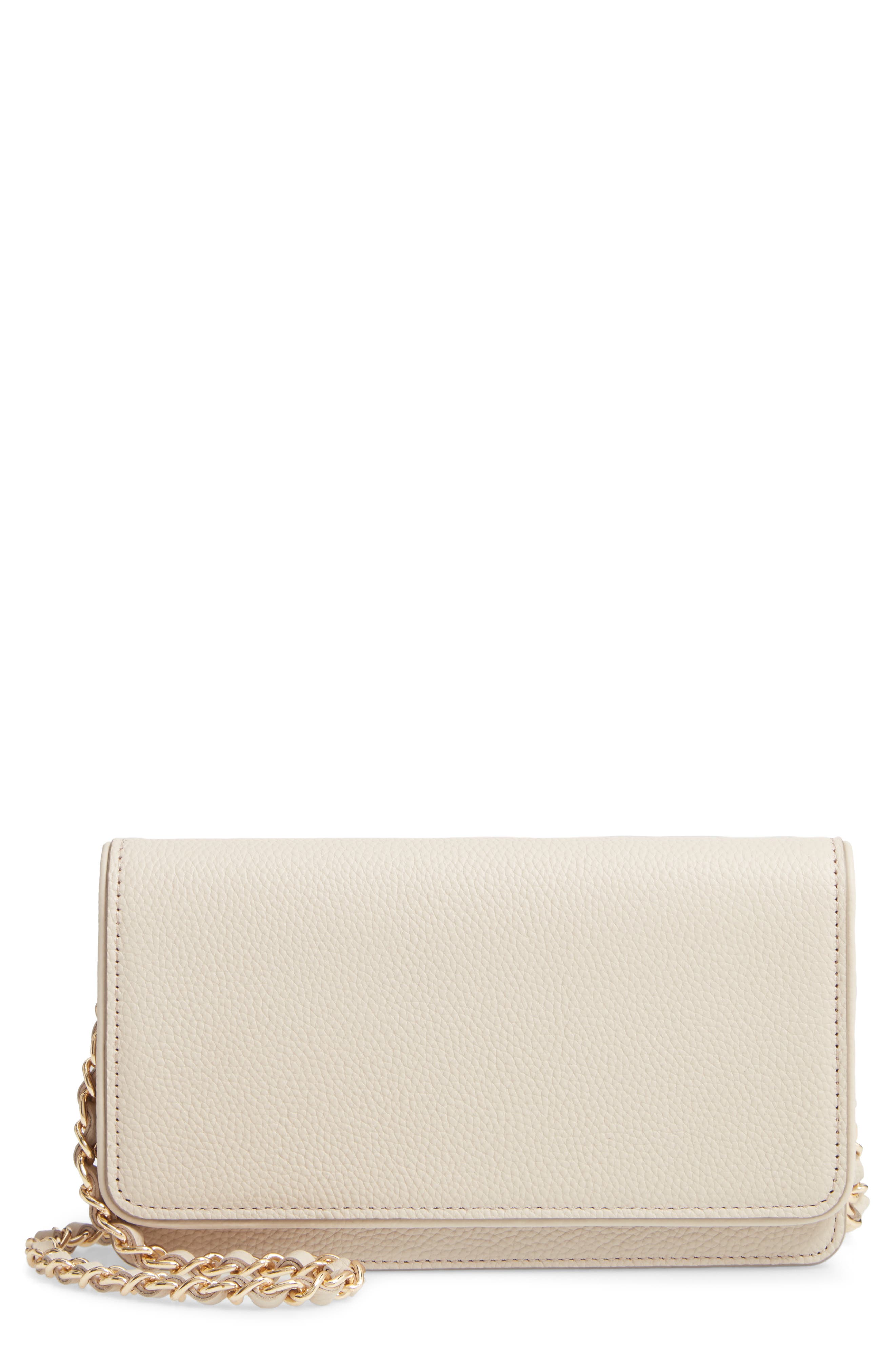 Sandra Leather Clutch, Main, color, BEIGE SMOKE