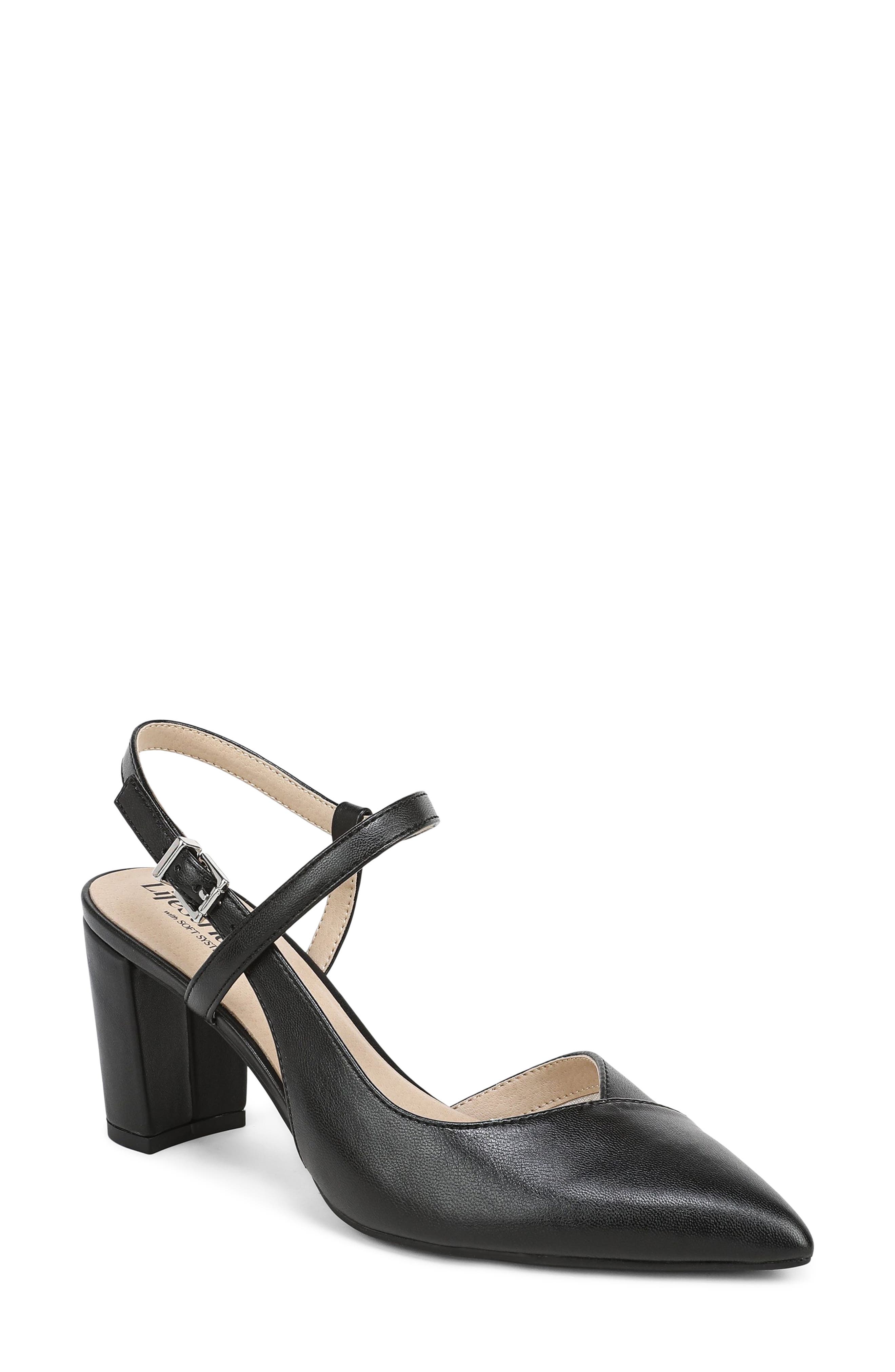 LifeStride Raelynn Slingback Half d'Orsay Pointed Toe Pump, Main, color, Black