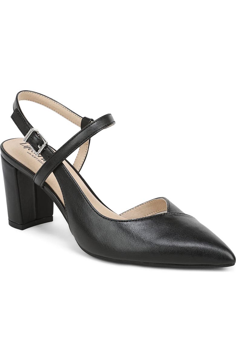 LifeStride Raelynn Slingback Half d'Orsay Pointed Toe Pump, Main, color, Black
