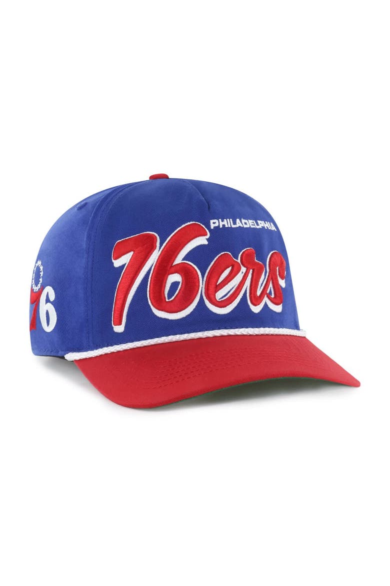 Men's '47 Royal/Red Philadelphia 76ers Dropshadow Rope Hitch Adjustable Hat, Main, color, Royal