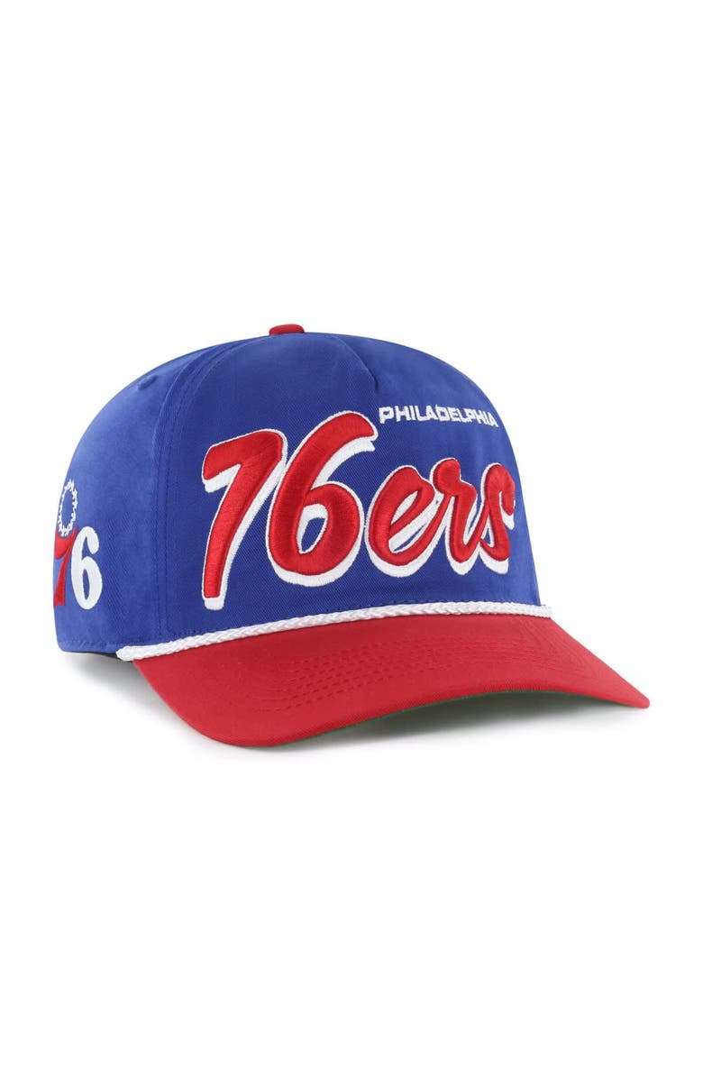 '47 Men's '47 Royal/Red Philadelphia 76ers Dropshadow Rope Hitch Adjustable Hat, Main, color, Royal